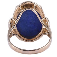 Oval Lapis Ring with Diamonds