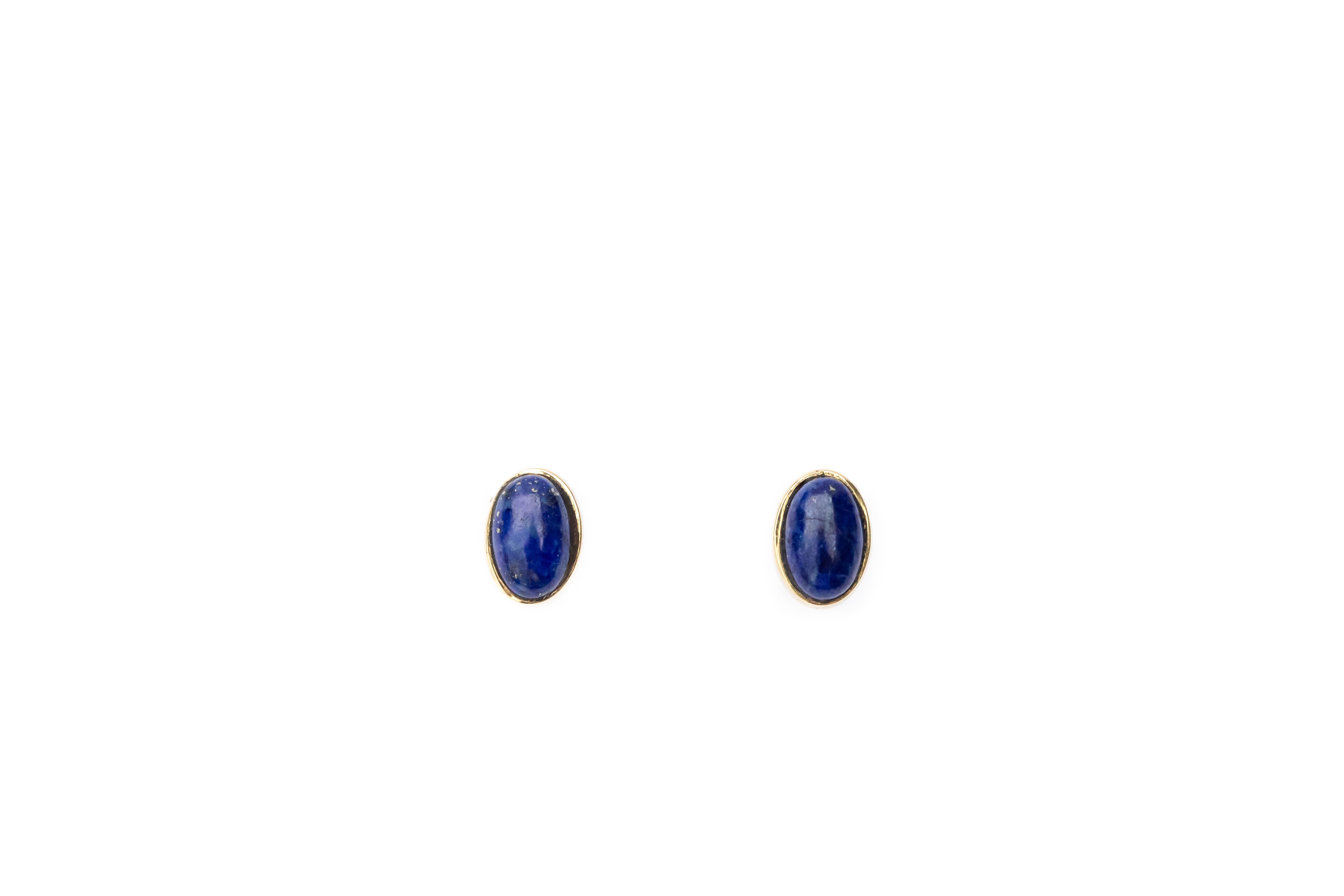 Oval Lapis Studs In New Condition For Sale In Missoula, MT