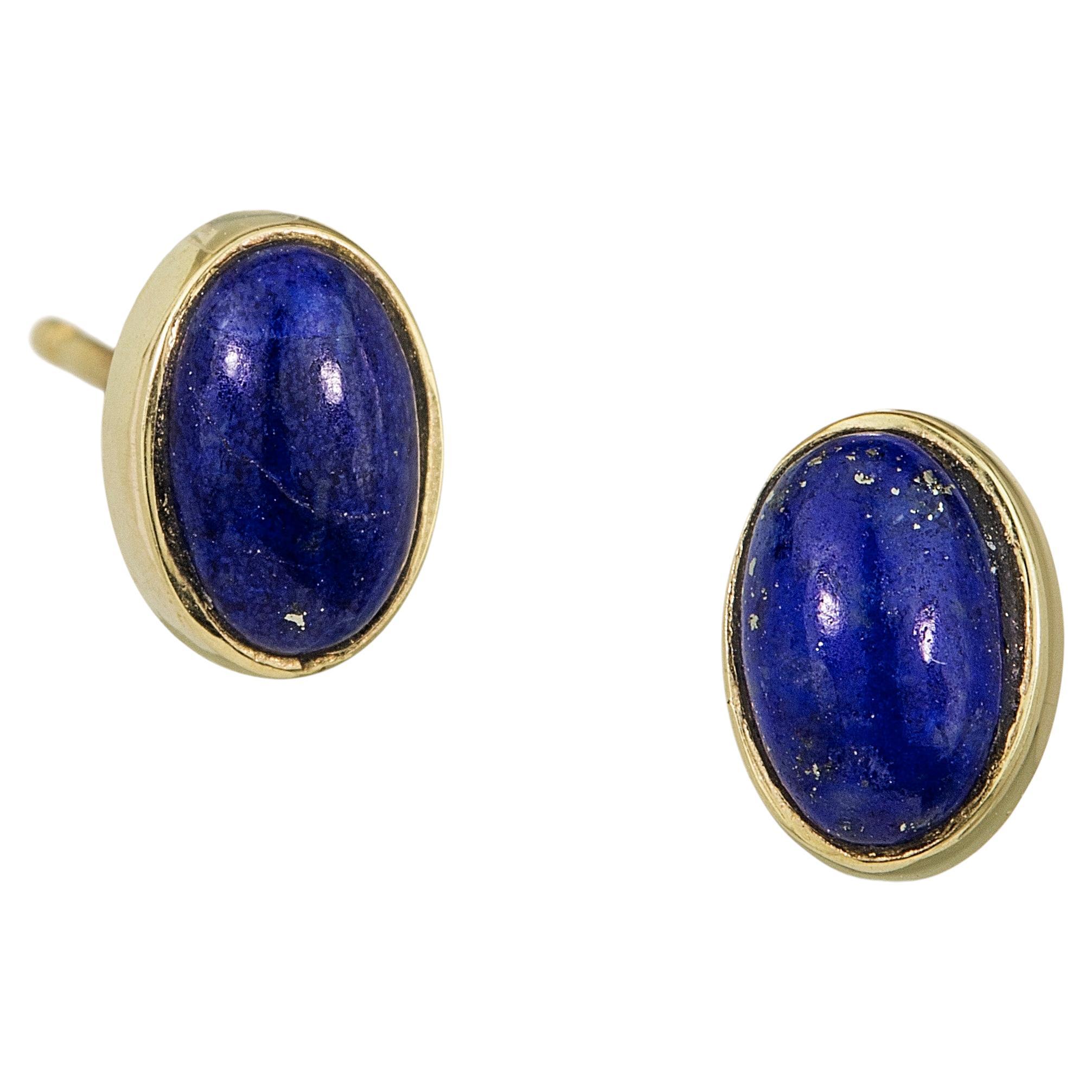 Oval Lapis Studs For Sale