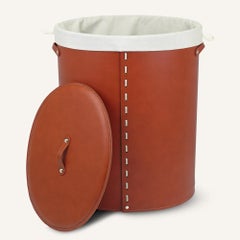 Panier à linge ovale en cuir et coton RICKY Deluxe