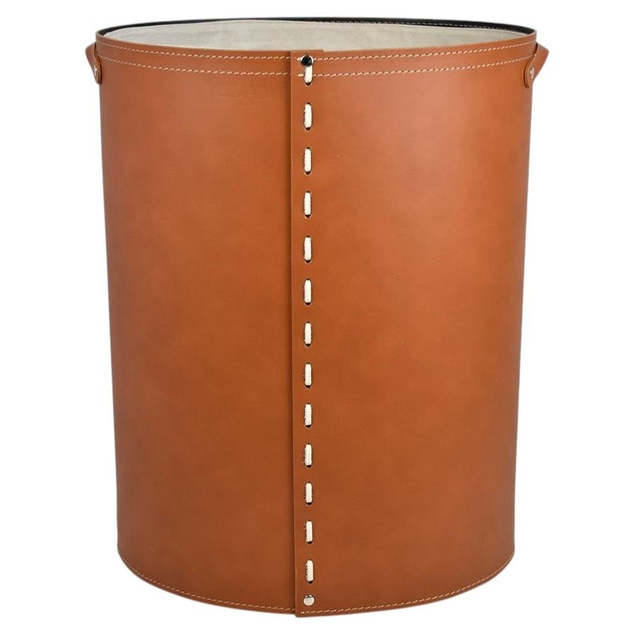 Oval Leather Laundry Basket by Limac Design, ARPEA Standard For Sale