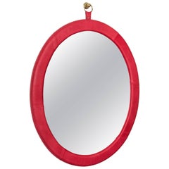 Oval Leather Mirror by Jason Koharik for Collected by for Lawson-Fenning