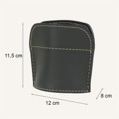 Oval Pen Holder in Regenerated Leather - 12 x 8 x 11, 5 cm