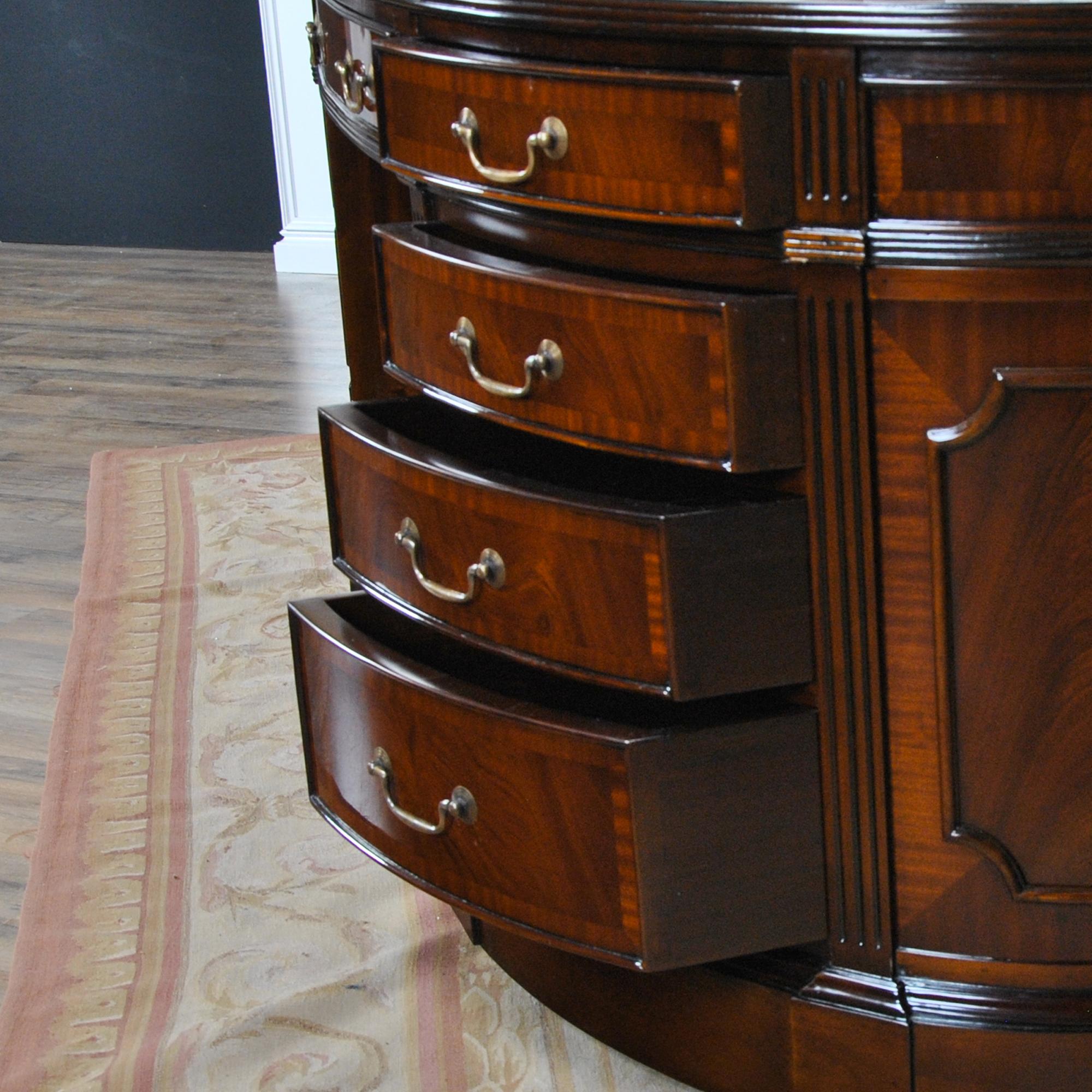 Oval Leather Top Desk with Privacy Panel 6