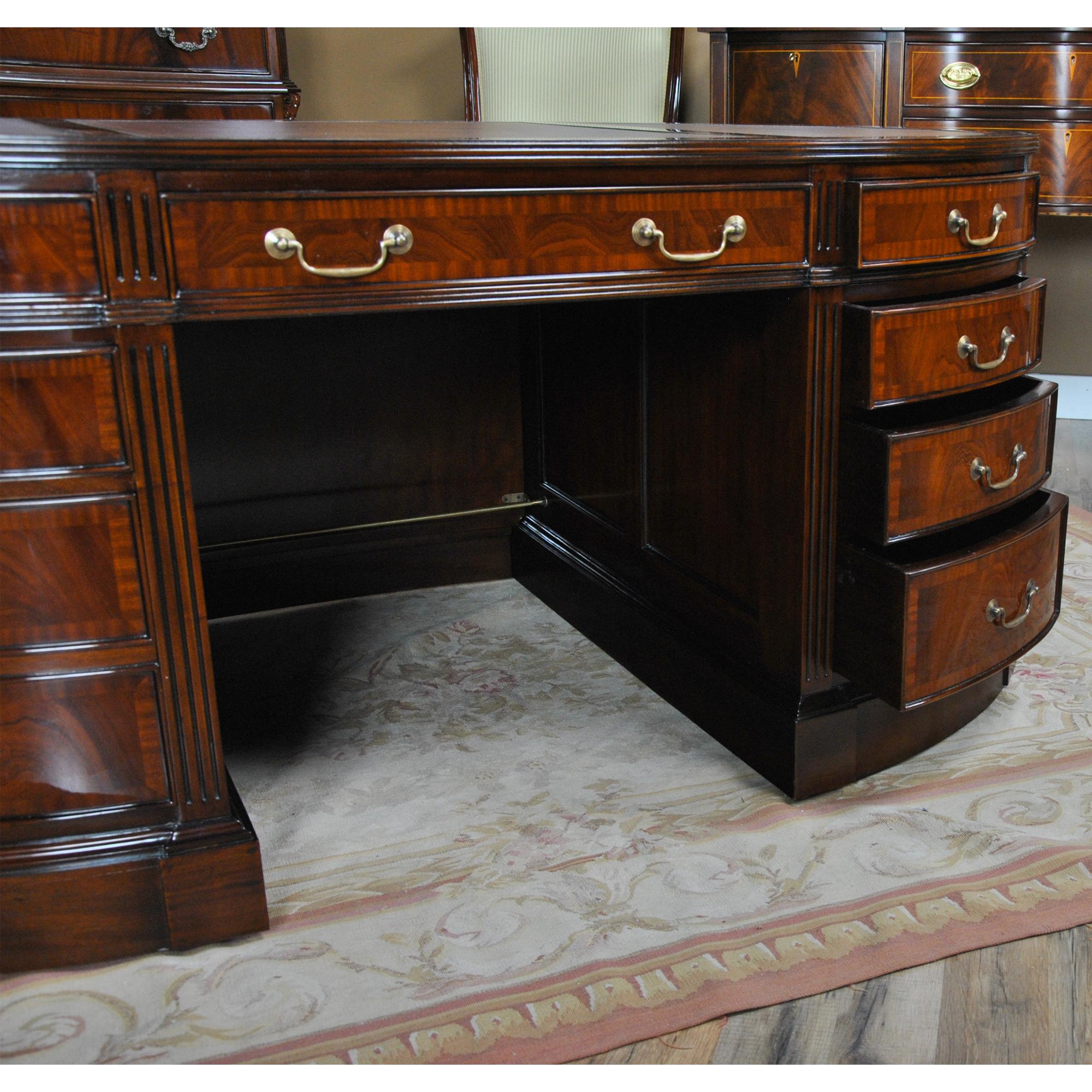 Oval Leather Top Desk with Privacy Panel For Sale 7