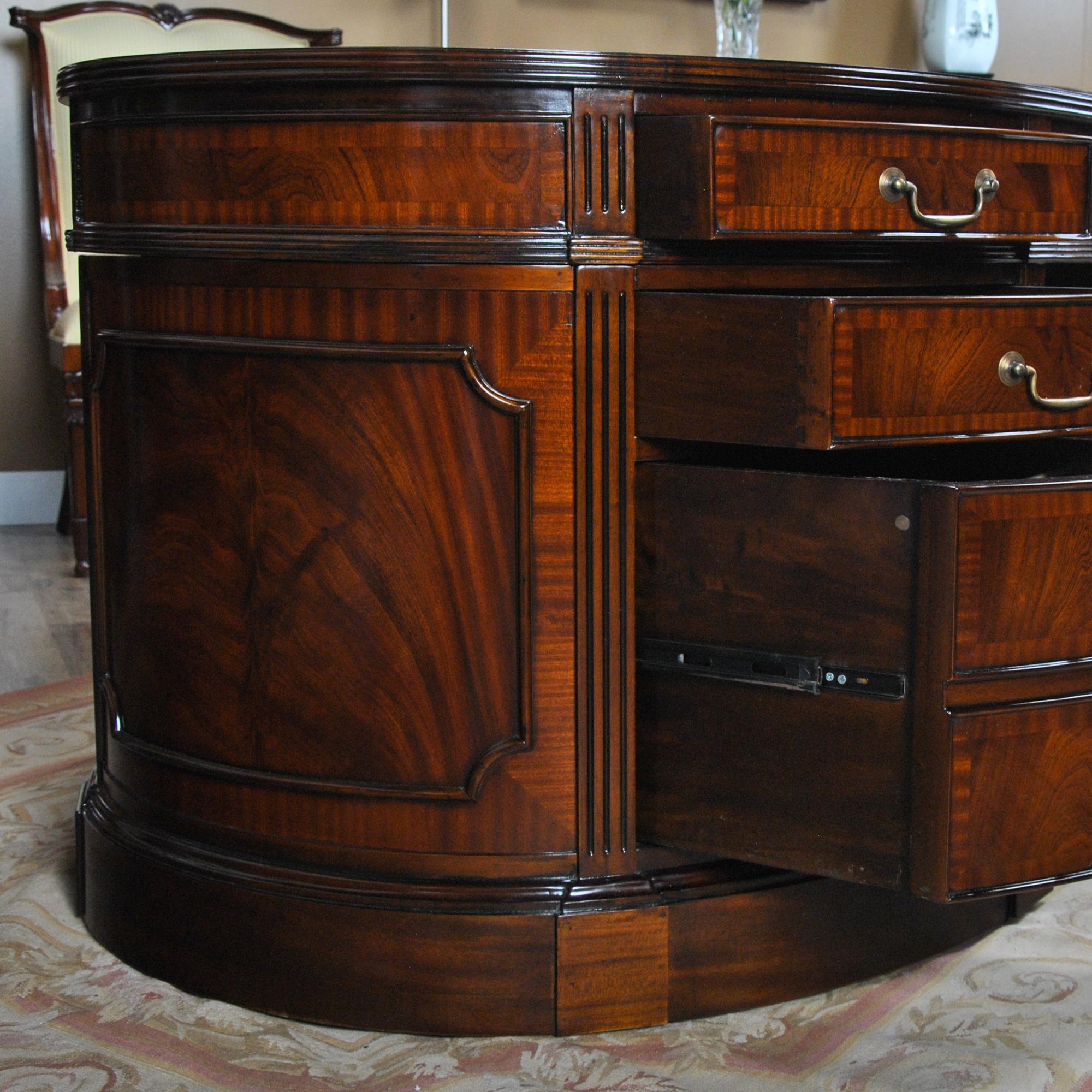 Oval Leather Top Desk with Privacy Panel For Sale 8