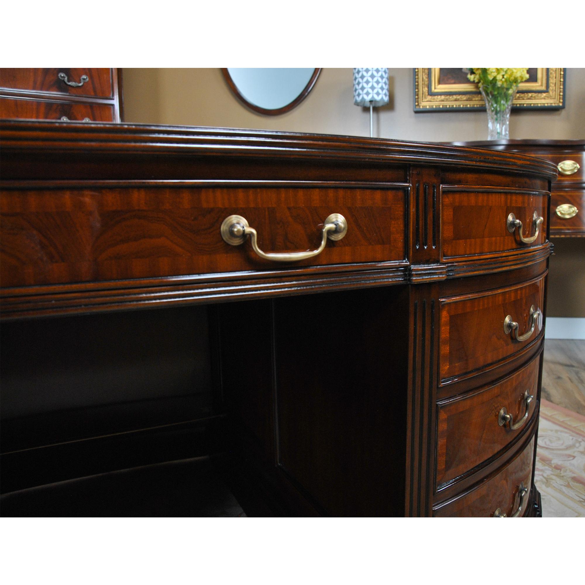 Oval Leather Top Desk with Privacy Panel For Sale 11