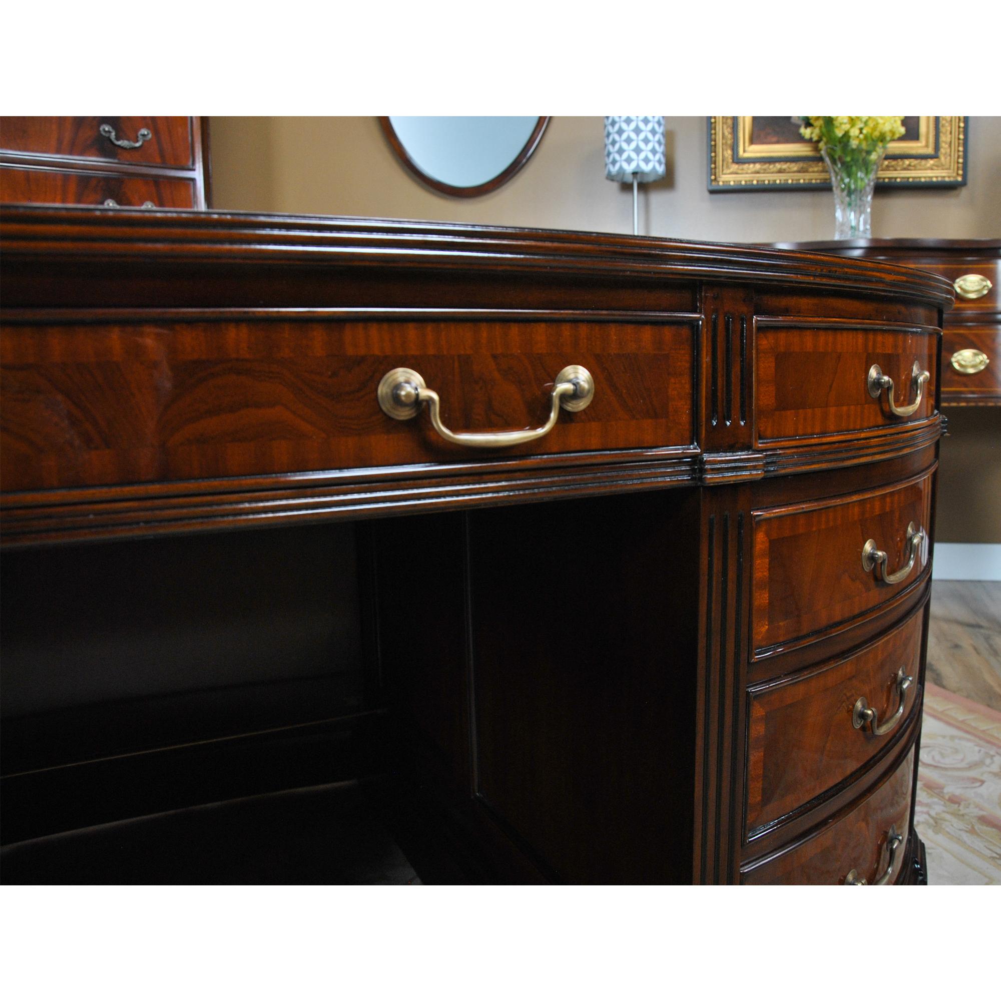 Oval Leather Top Desk with Privacy Panel 11