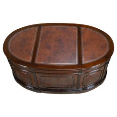 Oval Leather Top Desk with Privacy Panel