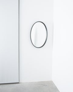 Oval Leather Wrapped Mirror in the Style of Pace, 1970