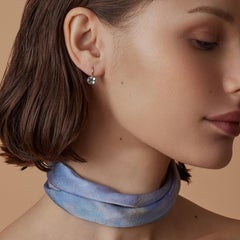 Oval Light Blue-Grey Zoisite Earrings, 14kt White Gold by Ashley Childs