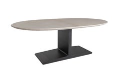 Oval Limestone Top Dining Table on Steel I Beam Base