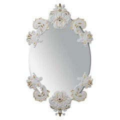 Oval Limited Edition Wall Unframed Mirror with White Porcelain & Golden Lustre