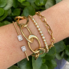 Ovales Gliederkettenarmband - 14K Gold Italienisches Goldarmband Große ovale Gliederketten