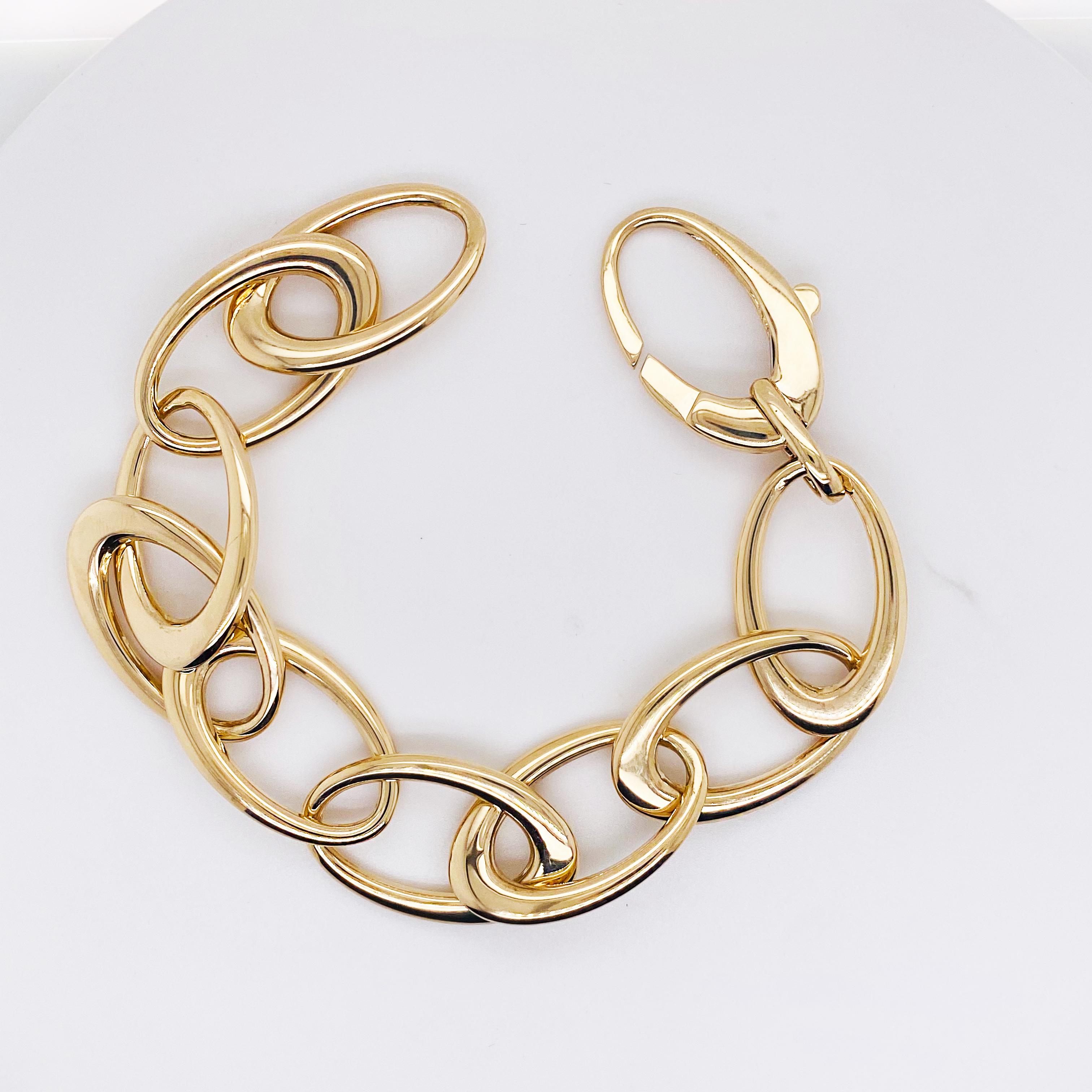 14k gold oval link bracelet