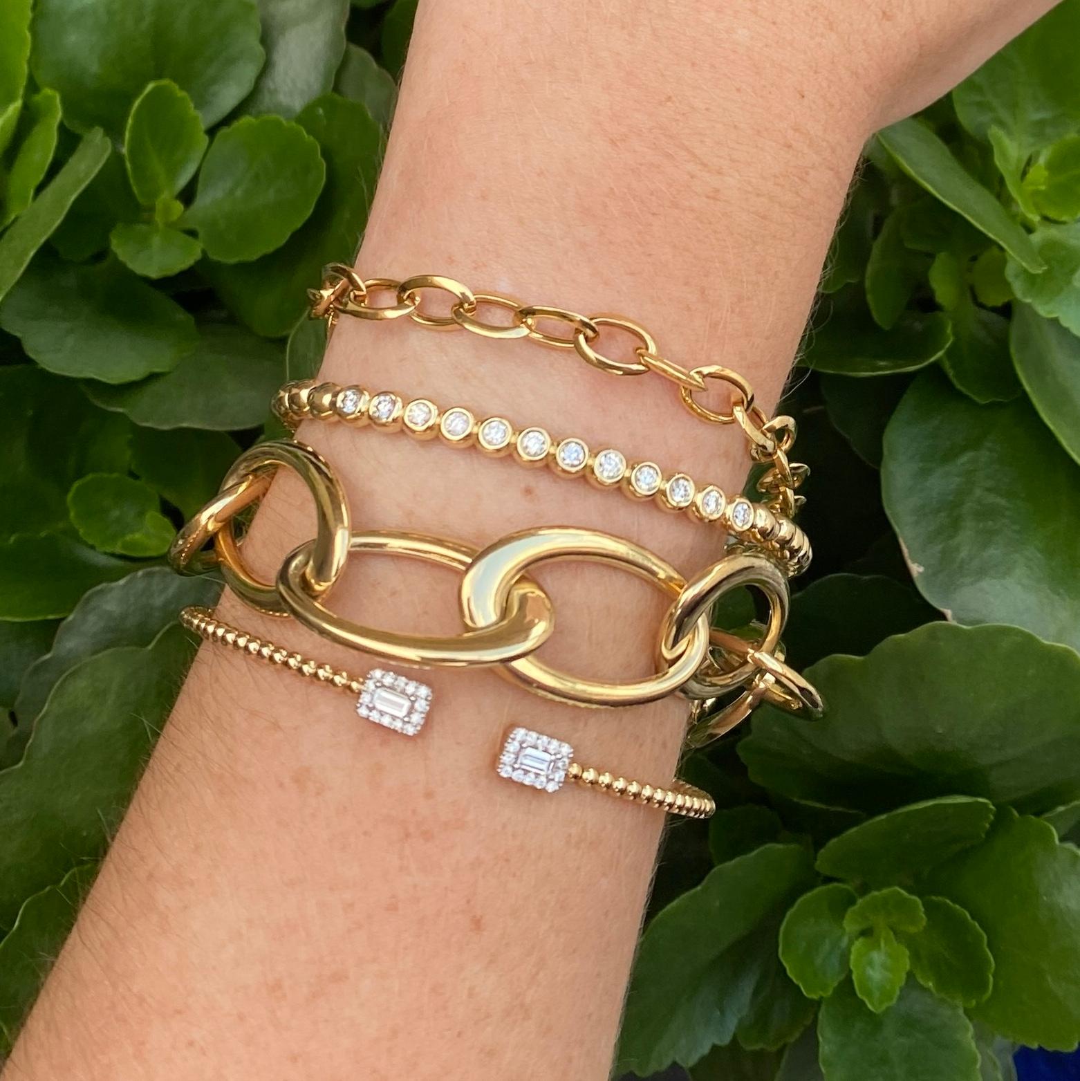 Ovales Gliederkettenarmband - 14K Gold Italienisches Goldarmband Große ovale Gliederketten im Angebot 1