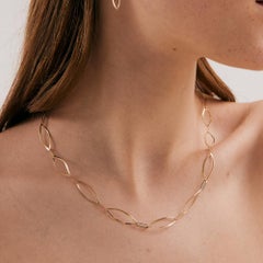 Oval Link Chain Necklace 14" in 14K Solid Yellow Gold