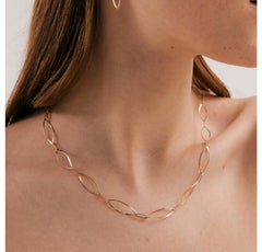 Oval Link Chain Necklace 20" in 14K Solid Yellow Gold