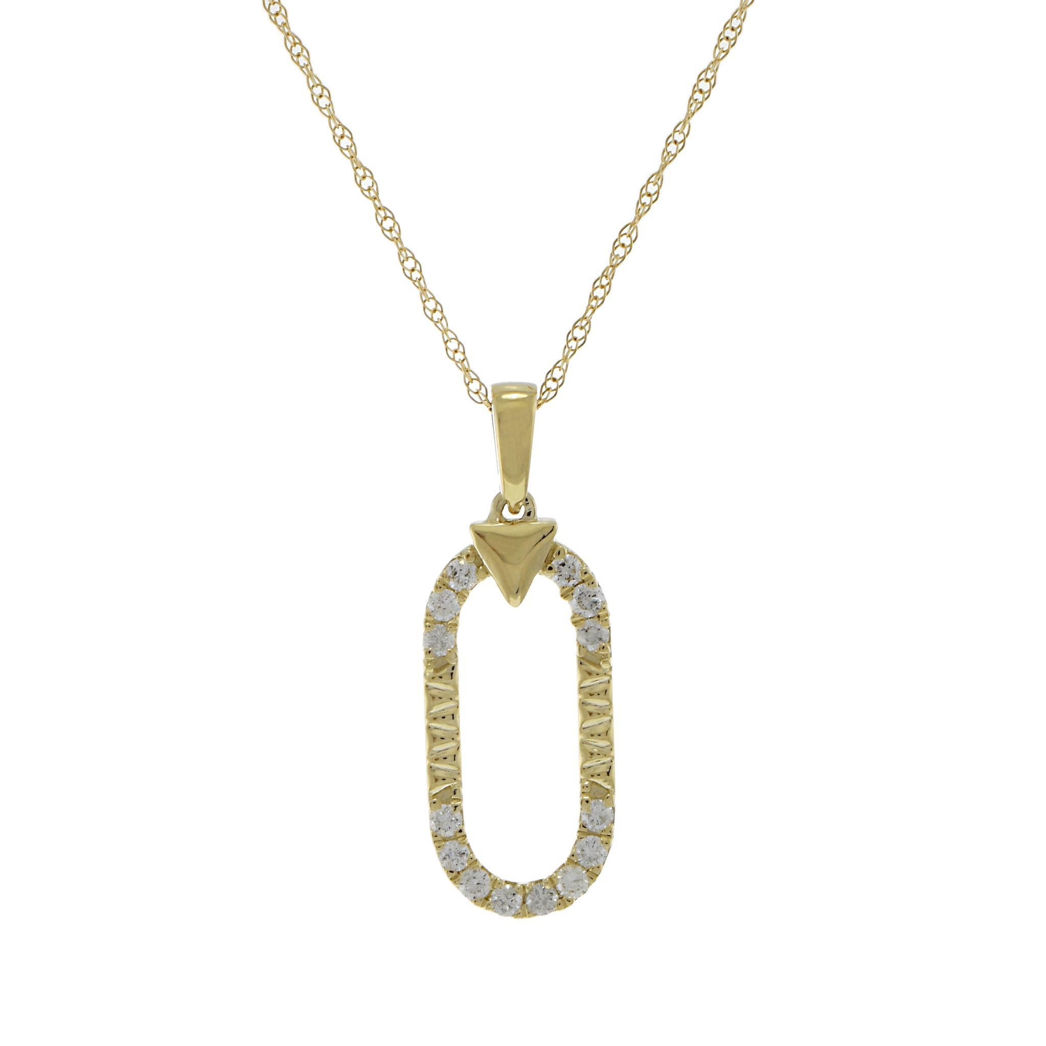 Collar con Colgante de Diamantes de Eslabones Ovalados en Oro Amarillo de 14 KT en Nuevo estado para la venta en New York, NY