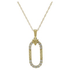 Ovale A Link Diamant-Anhänger-Halskette aus 14KT Gelbgold