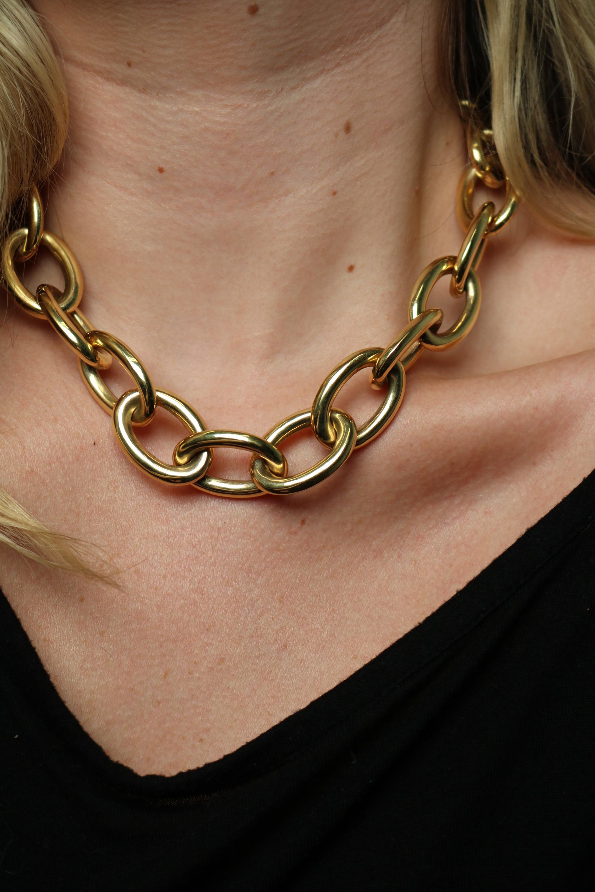 Collier d'or à maillons ovales en or jaune 14K 18.5
