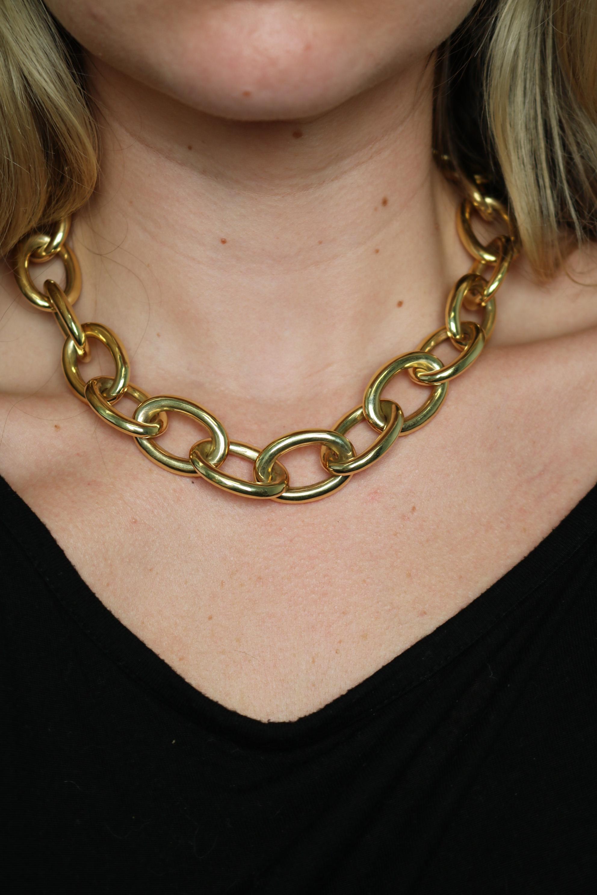 Collier d'or à maillons ovales en or jaune 14K 18.5