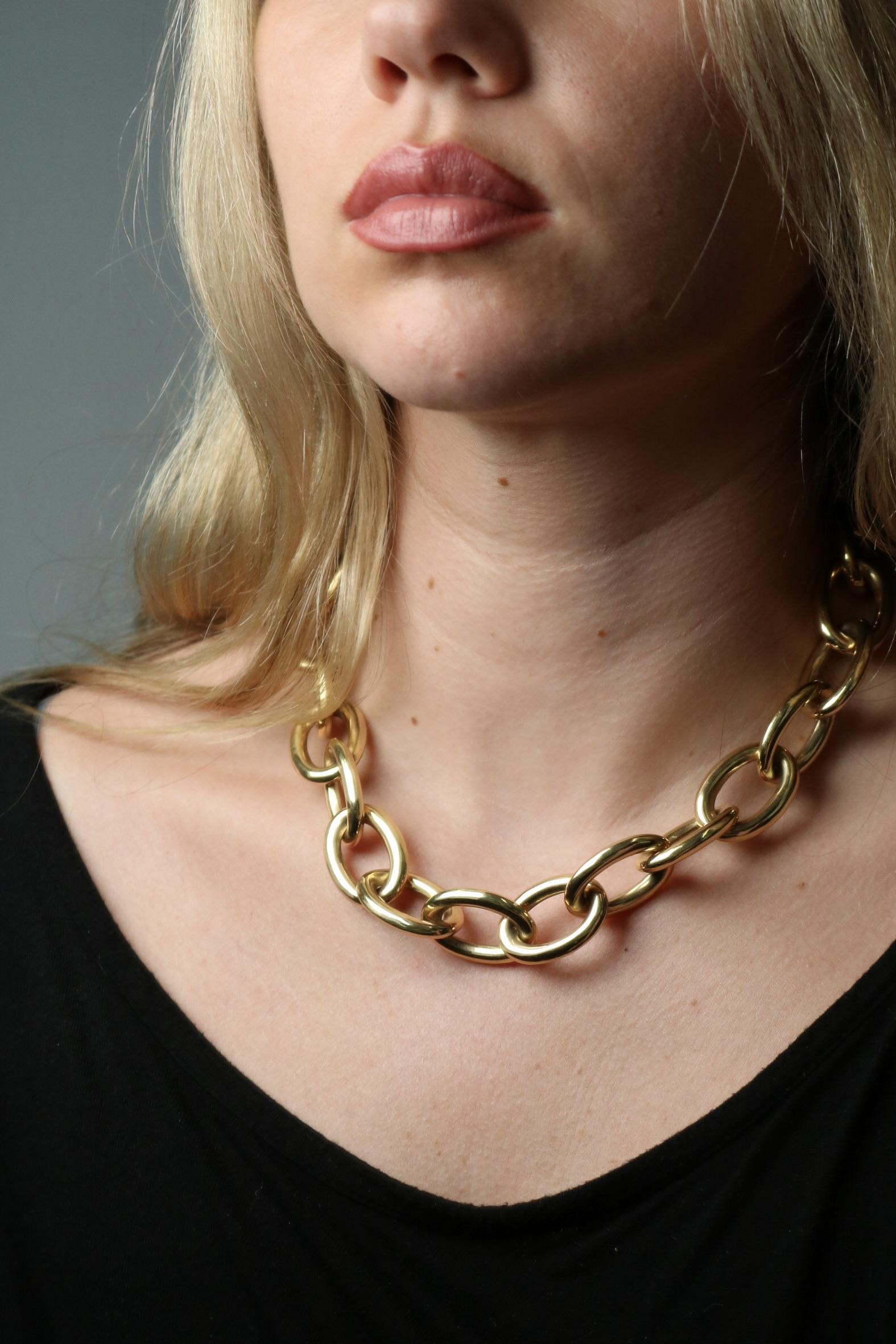 Collier d'or à maillons ovales en or jaune 14K 18.5