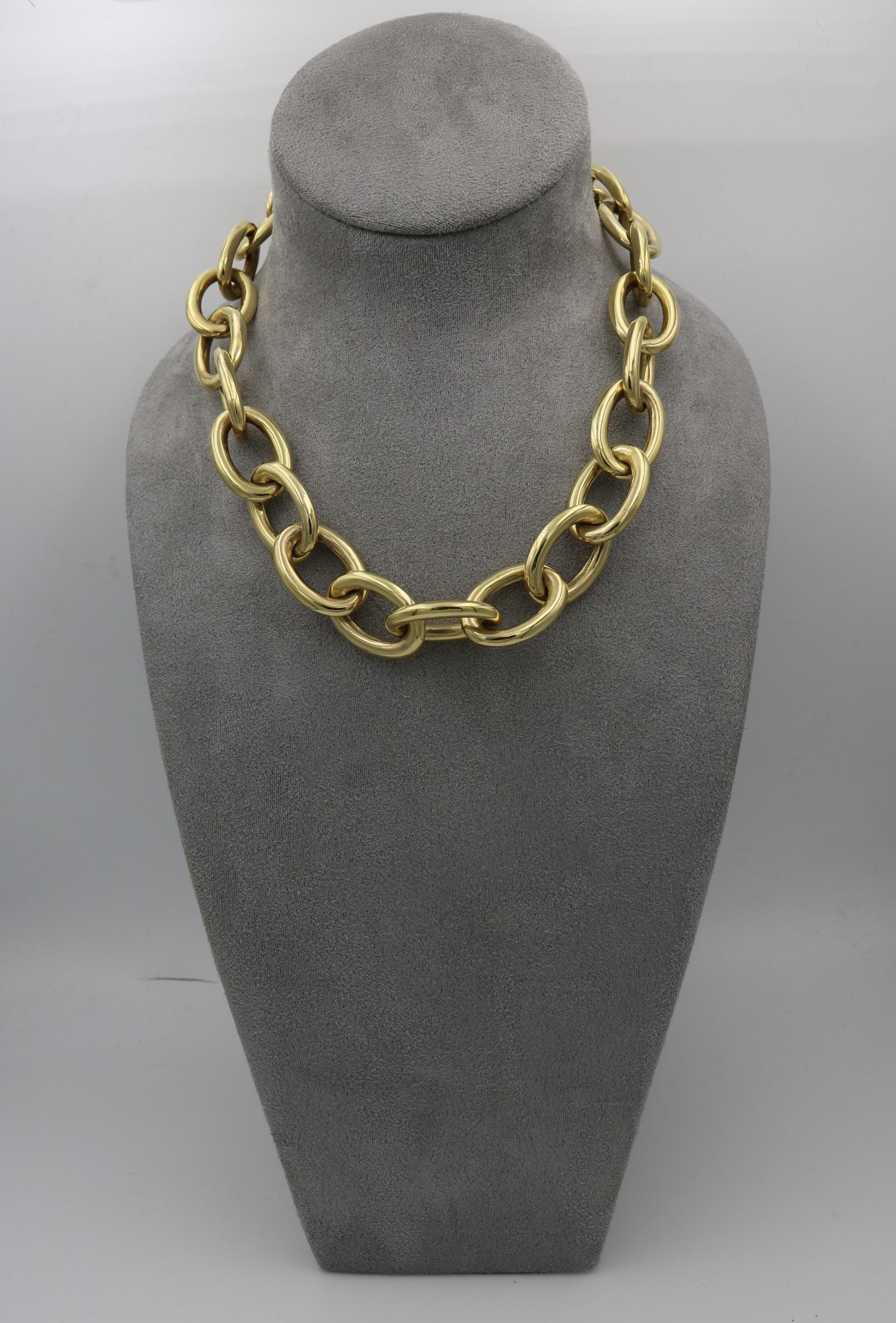 Collier d'or à maillons ovales en or jaune 14K 18.5