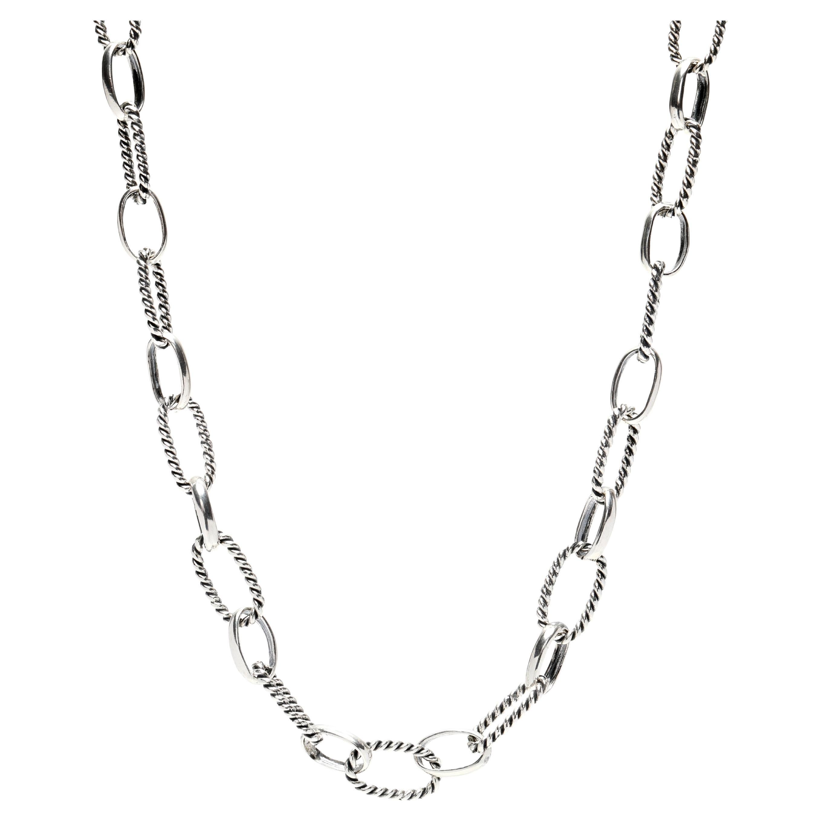 Oval Link Toggle Chain, Sterling Silver, Large Cable Link Chain For Sale