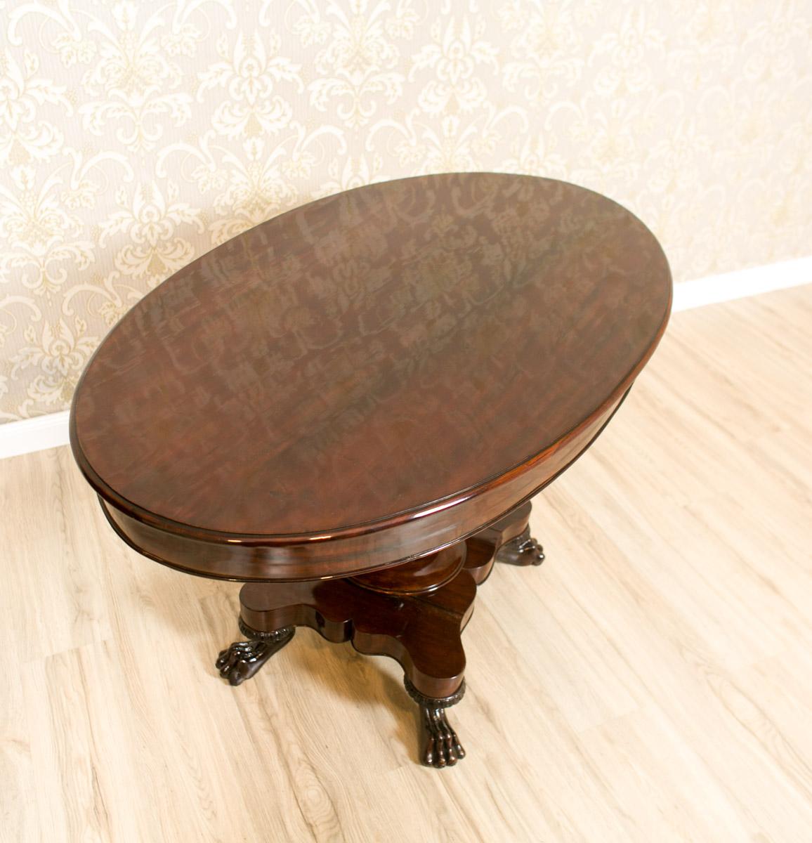 Veneer Oval Living Room Table from the Second Half of the 19th Century For Sale