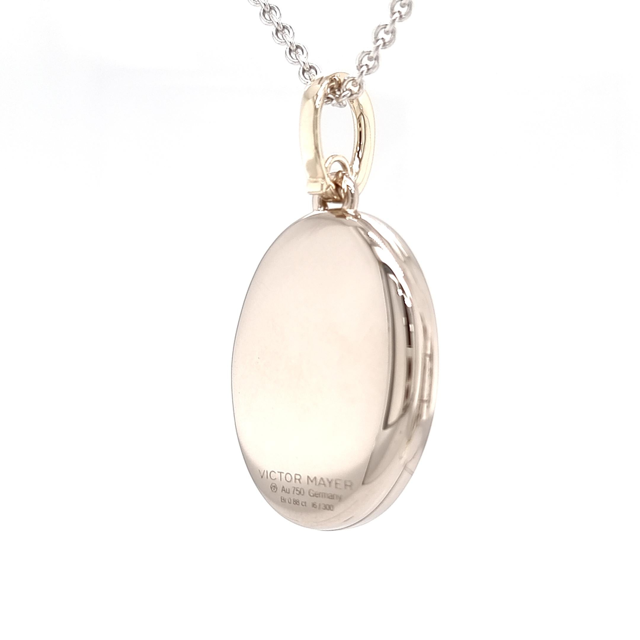 Ciondolo ovale a forma di medaglione in oro bianco 18k con smalto blu scuro 85 diamanti 0,88ct G VS In condizioni Nuovo in vendita a Pforzheim, DE