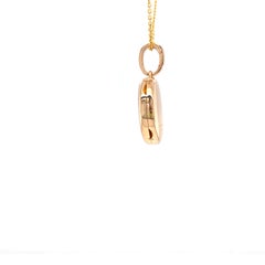 Oval Locket Pendant Dragonfly - 18k Rose Gold - Opalescent Pink Enamel Guilloche