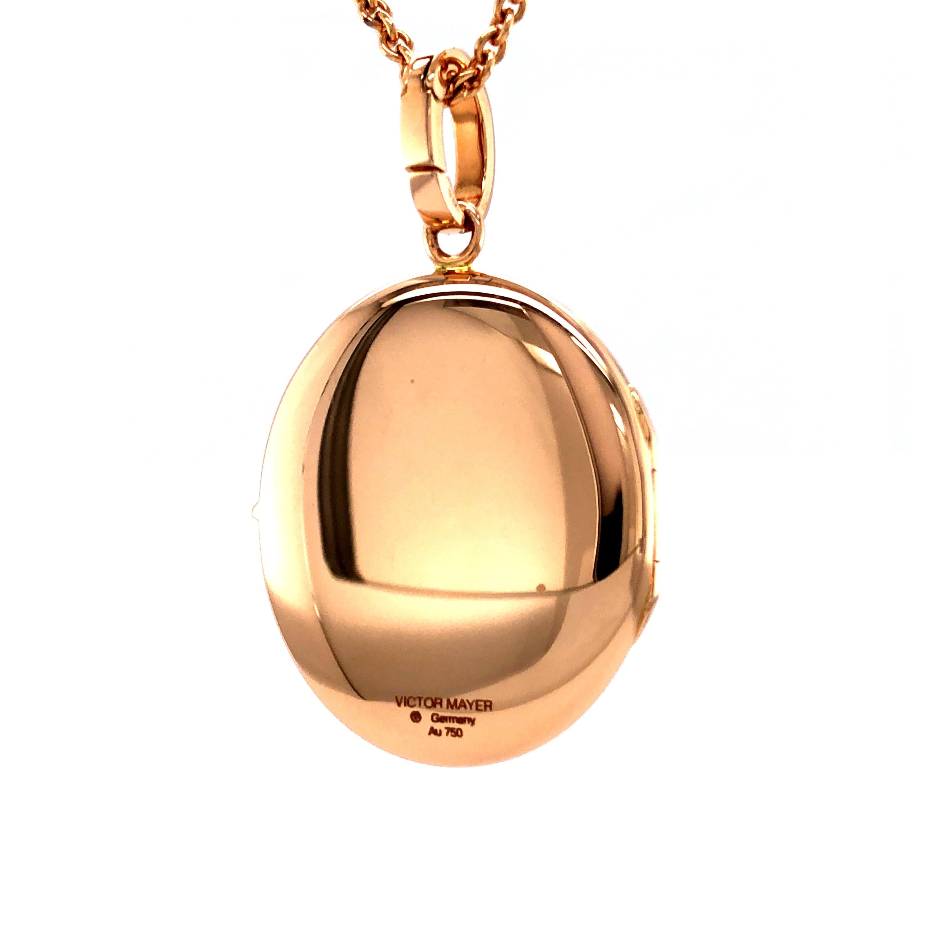 Victorian Oval Locket Pendant Necklace, 18k Rose Gold For Sale