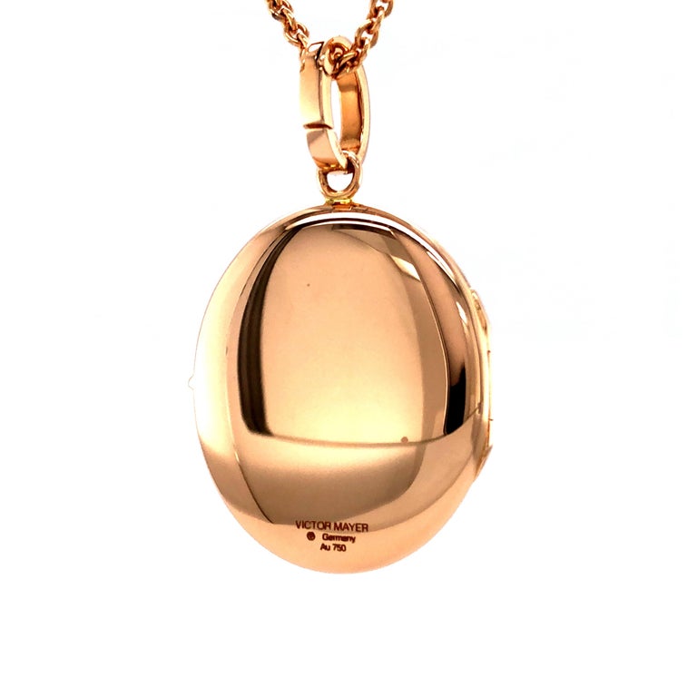 Oval Locket Pendant Necklace, 18k Rose Gold In New Condition For Sale In Pforzheim, DE