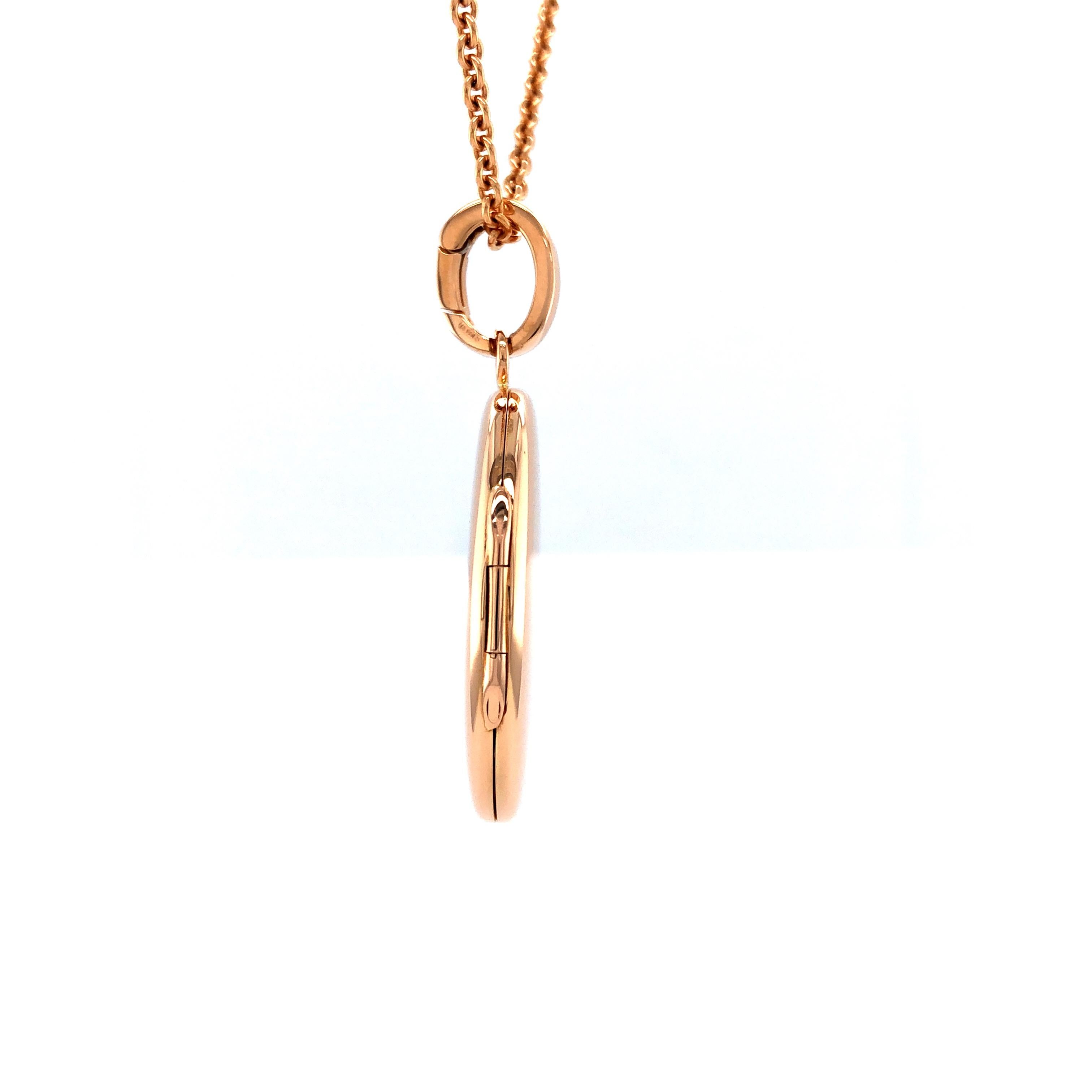 Oval Locket Pendant Necklace, 18k Rose Gold In New Condition For Sale In Pforzheim, DE