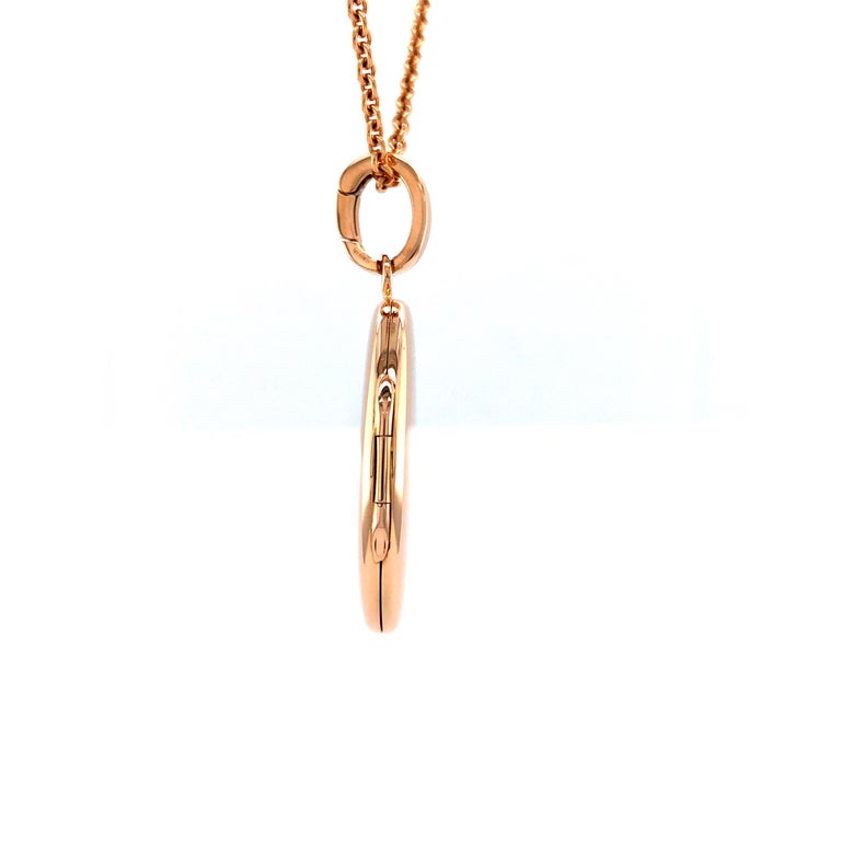 Women's Oval Locket Pendant Necklace, 18k Rose Gold For Sale