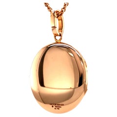 Oval Locket Pendant Necklace, 18k Rose Gold