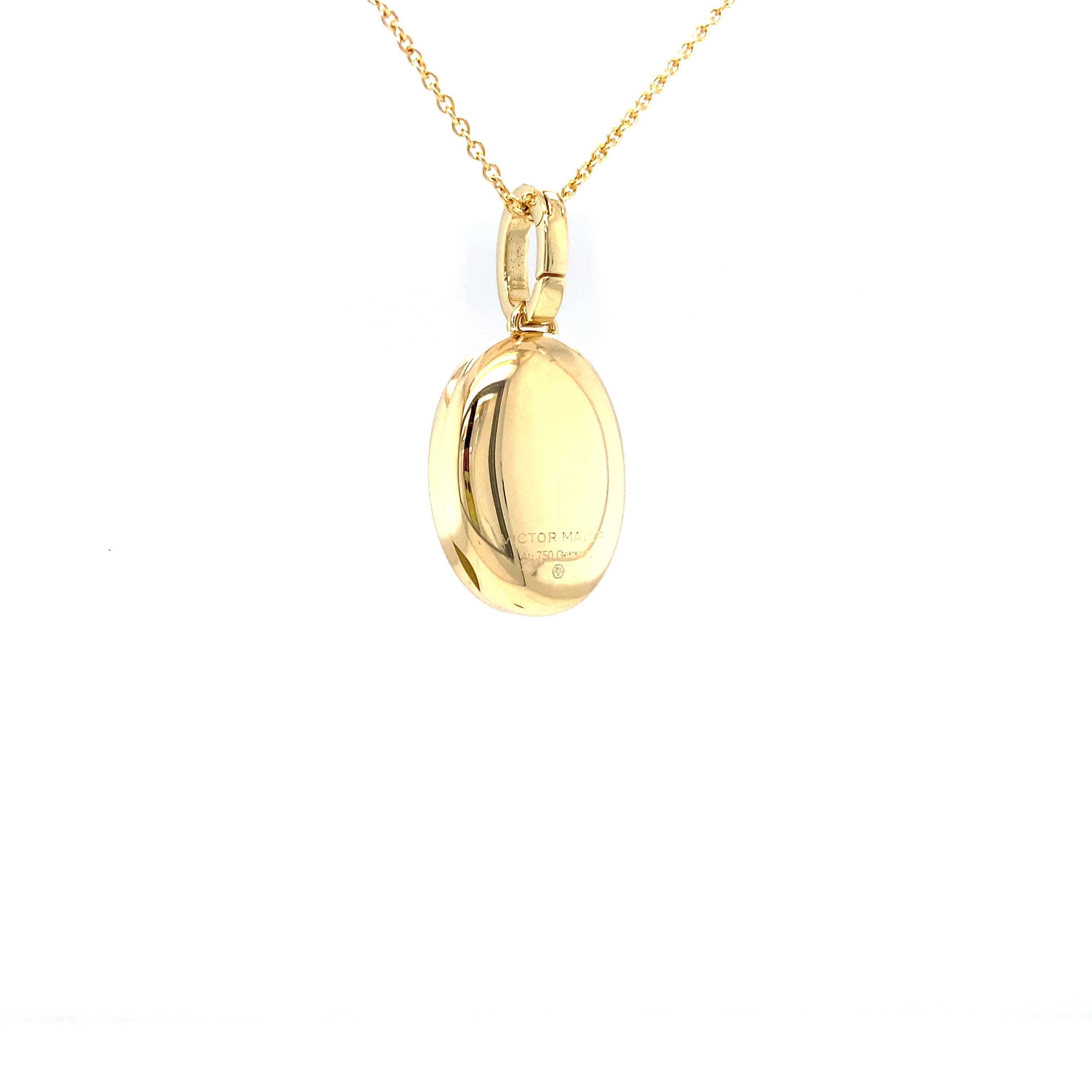 Women's Oval Locket Pendant Necklace Dragonfly 18k Yellow Gold - Opalescent Blue Enamel For Sale