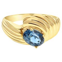 Oval London Blue Topaz Ring 14k Yellow Gold