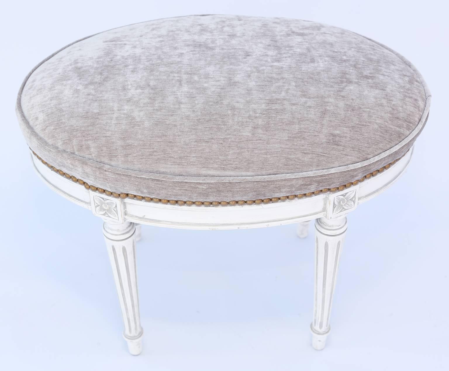 Painted Oval Louis XVI Stool For Sale