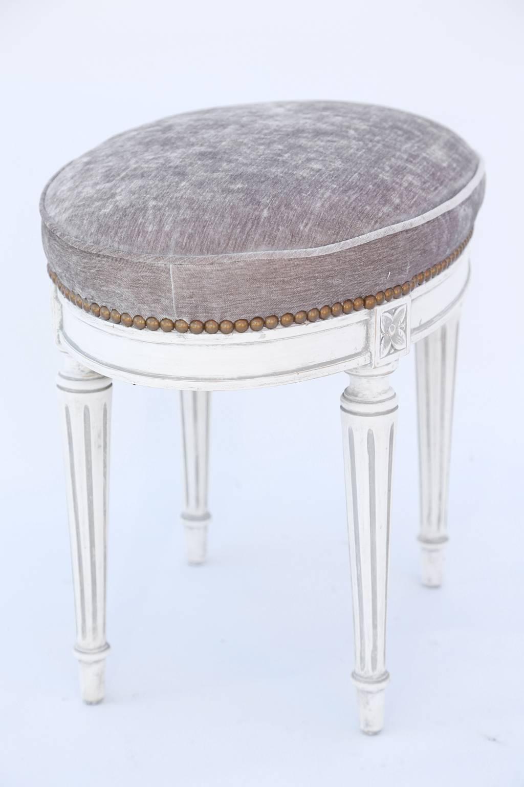 Wood Oval Louis XVI Stool For Sale