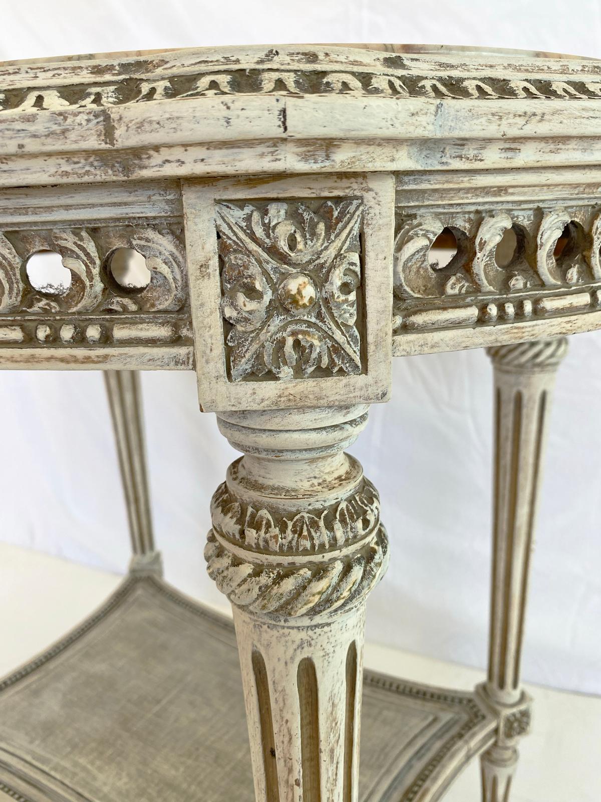 Oval Louis XVI Style Occasional Table with Marble Top In Good Condition In West Palm Beach, FL