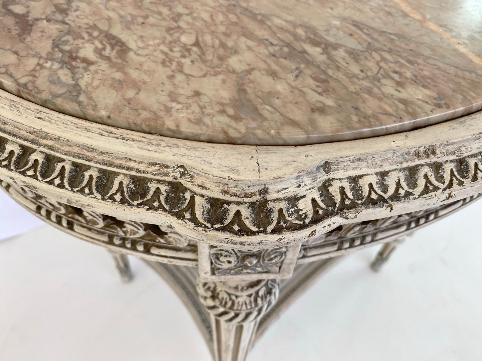 20th Century Oval Louis XVI Style Occasional Table with Marble Top