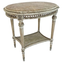 Oval Louis XVI Style Occasional Table with Marble Top