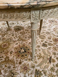 Oval louis XVI- Style painted center table 19 th century marble top