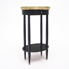 Oval, Louis XVI Style Side Table, Ebonized, French, 1920s