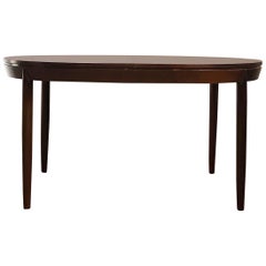 Oval Mahogany-Colored Mid-Century Modern Extendable Dining Table
