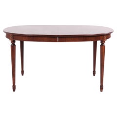 Oval Mahogany Dining Table with 3 Extension Leaves in Gustavian Style, 1940s