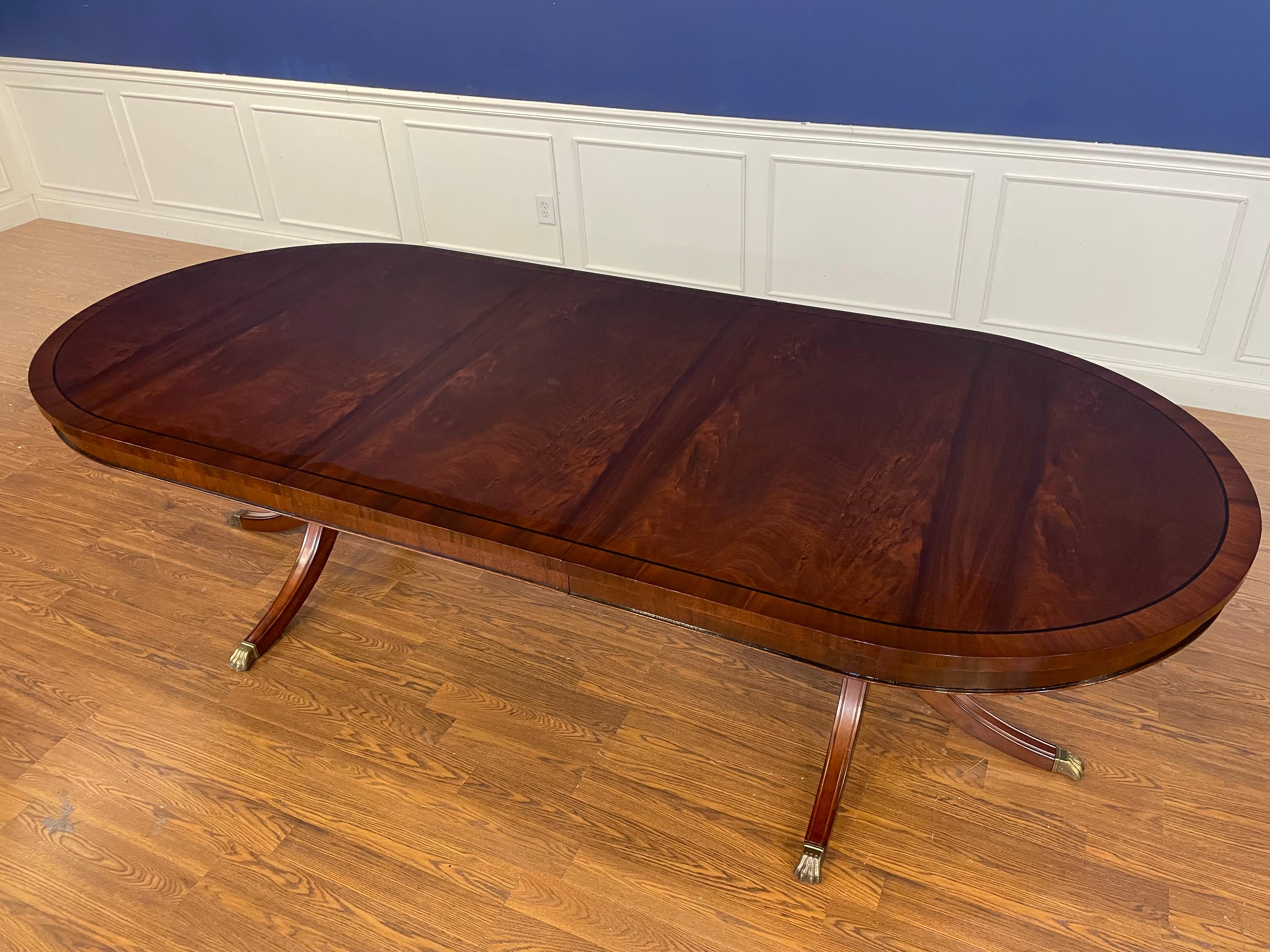 Sheraton Oval Mahogany Double Pedestal Dining Table by Leighton Hall Made-To-Order For Sale