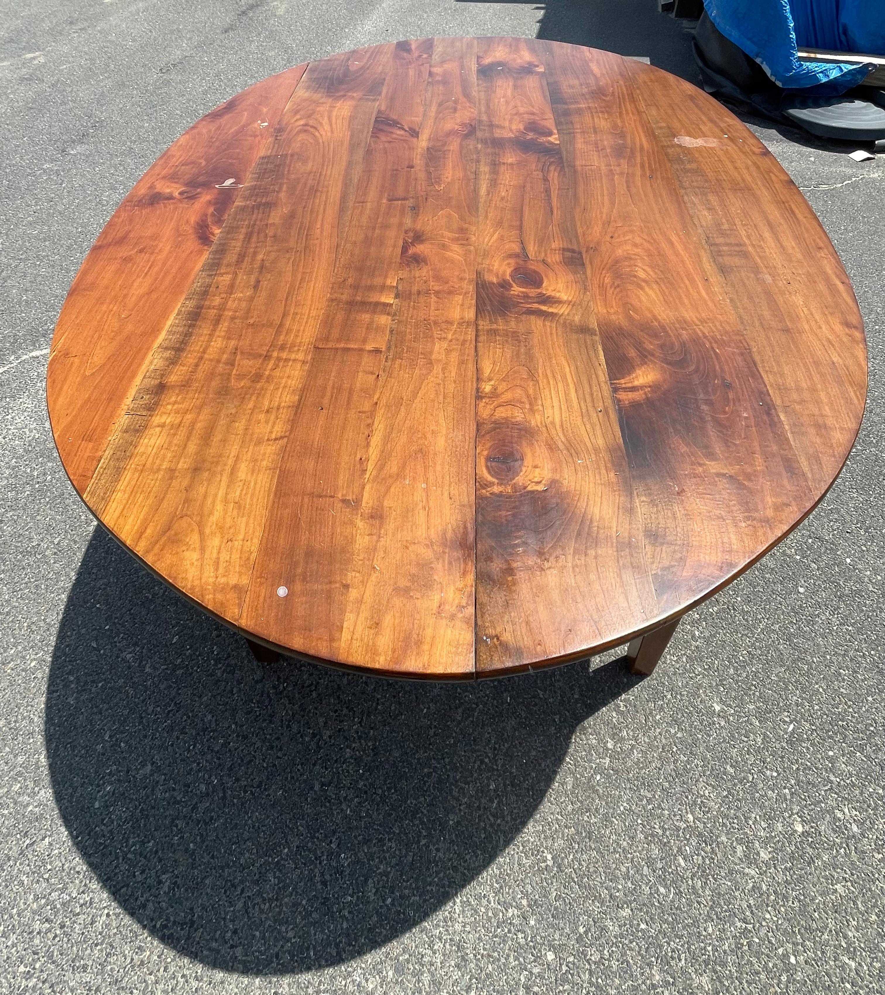 Oval Mahogany Farm Table with Single Drawer For Sale 1